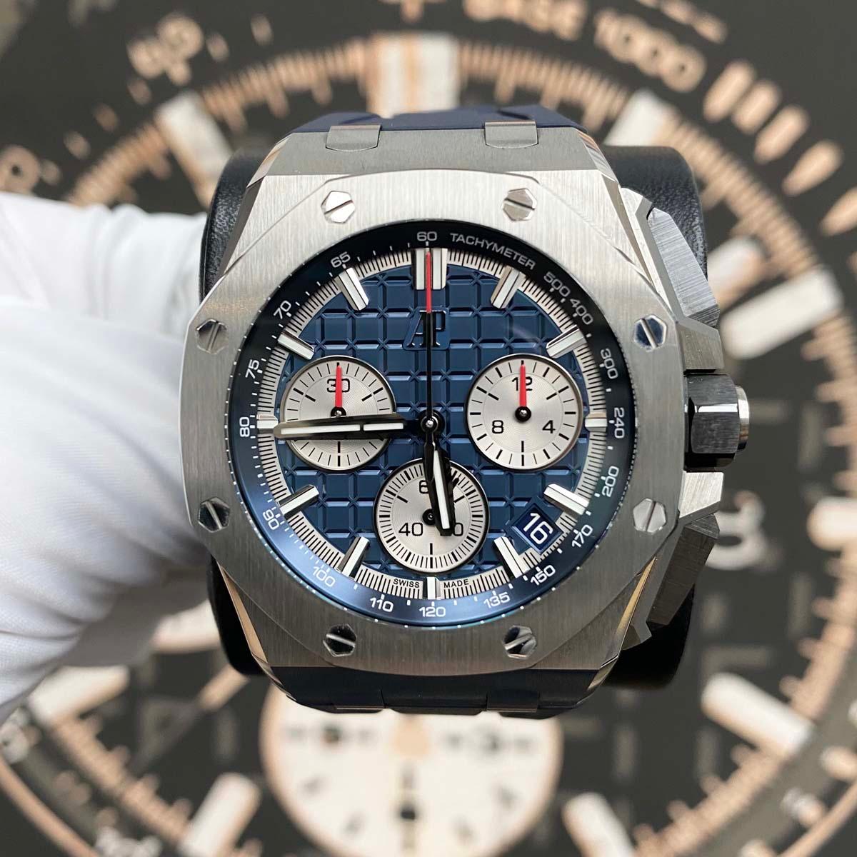Audemars Piguet Royal Oak Offshore Chronograph 43mm 26420TI Blue Dial UNWORN - Gotham Trading