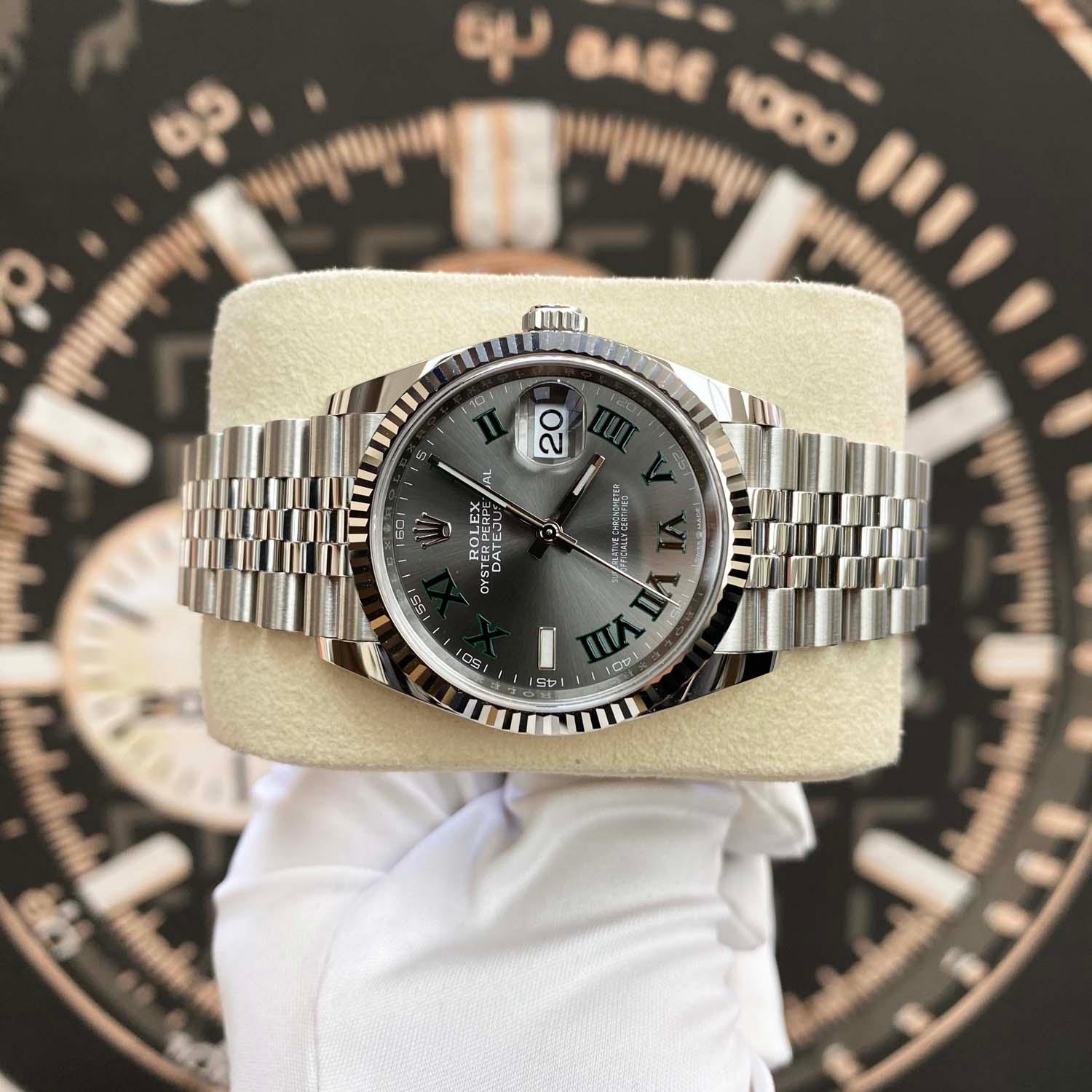Rolex Datejust Wimbledon Slate Roman Numeral Dial Fluted Bezel 36mm 126234 Pre-Owned - Gotham Trading