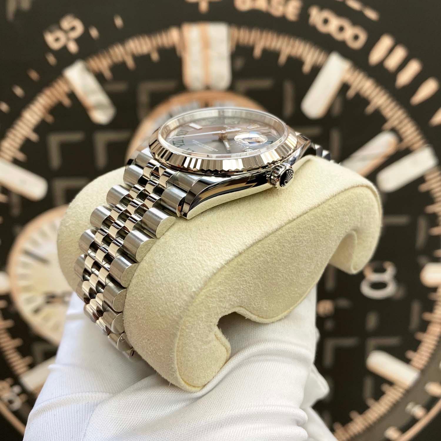 Rolex Datejust Wimbledon Slate Roman Numeral Dial Fluted Bezel 36mm 126234 Pre-Owned - Gotham Trading