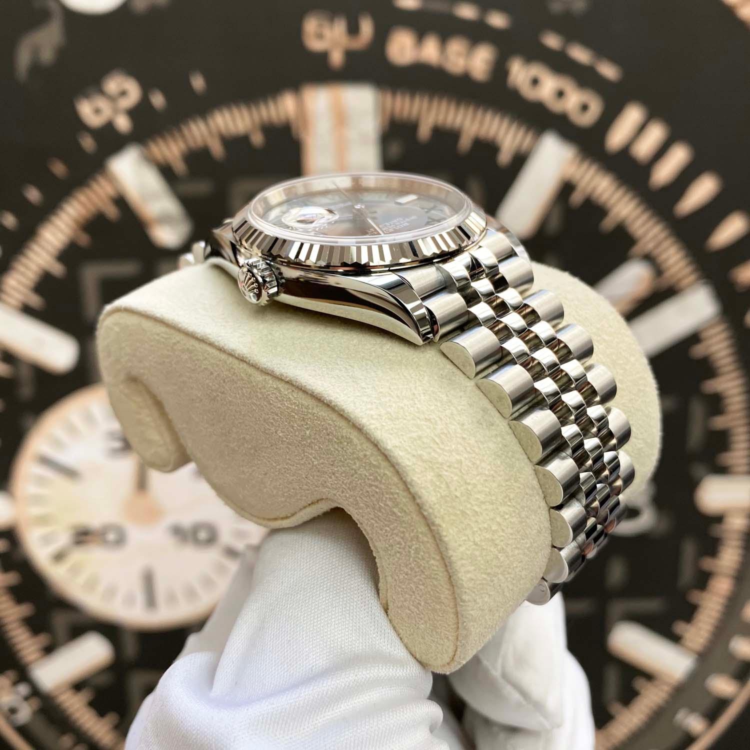 Rolex Datejust Wimbledon Slate Roman Numeral Dial Fluted Bezel 36mm 126234 Pre-Owned - Gotham Trading