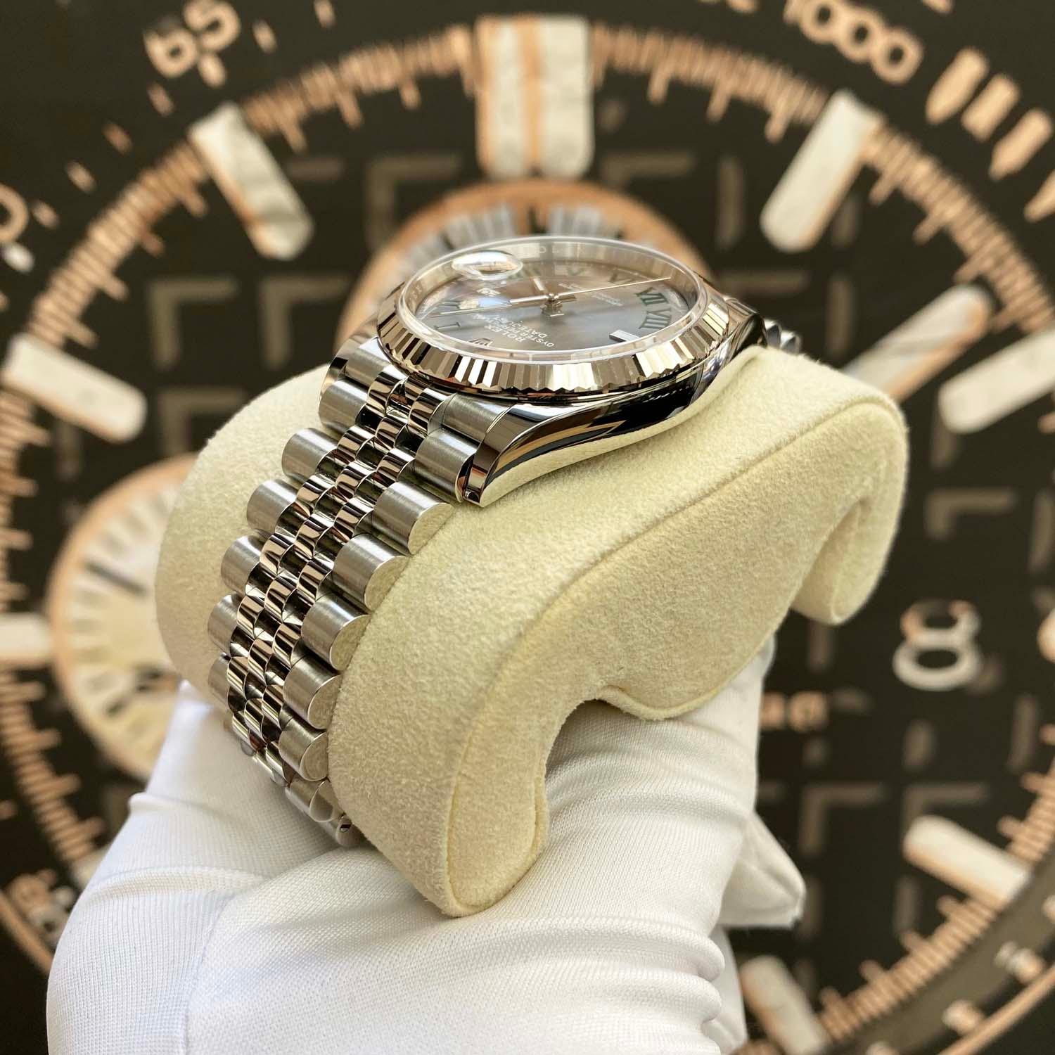 Rolex Datejust Wimbledon Slate Roman Numeral Dial Fluted Bezel 36mm 126234 Pre-Owned - Gotham Trading