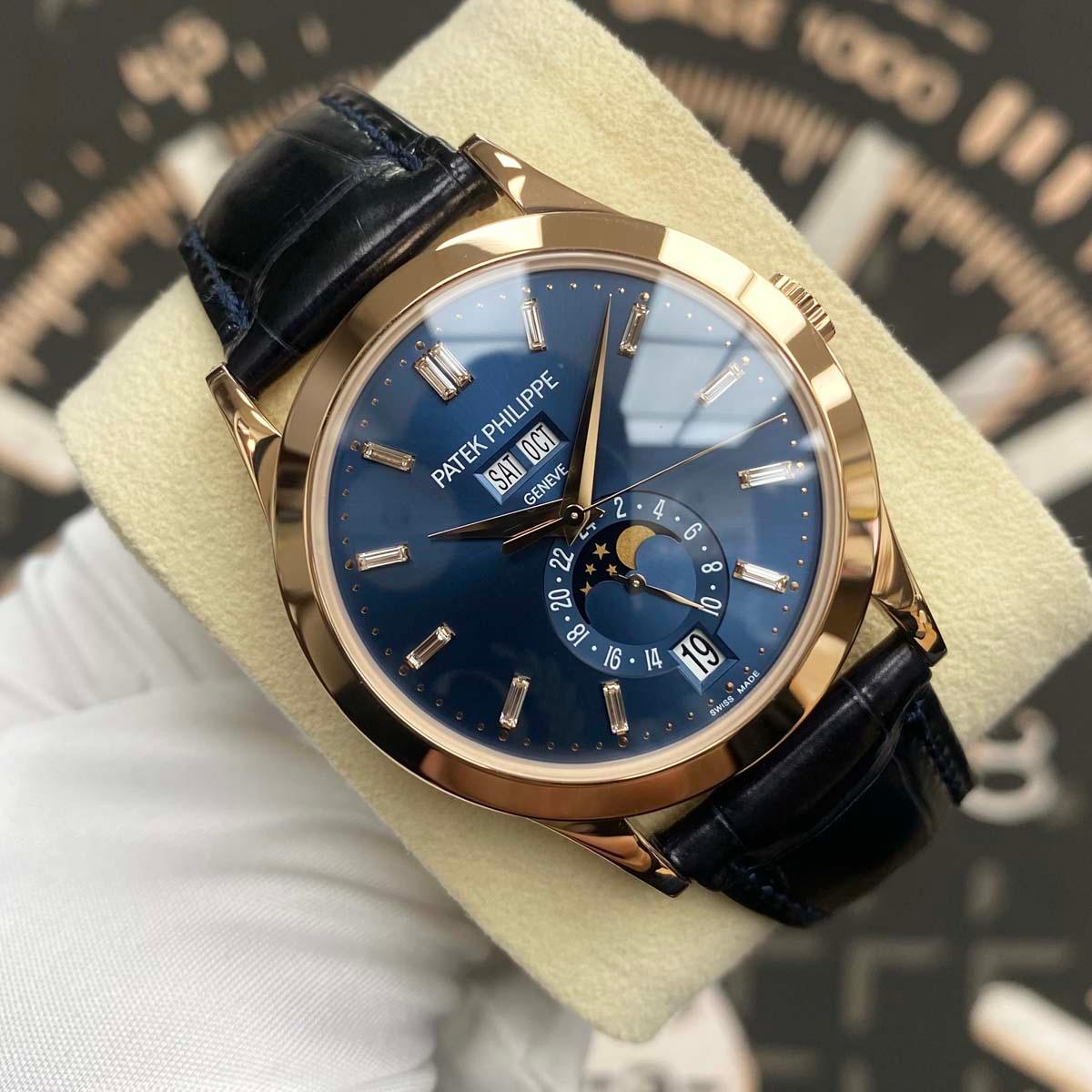 Patek Philippe Annual Calendar Complication 38mm 5396R-015 Blue Baguette Diamond Dial Dial - Gotham Trading