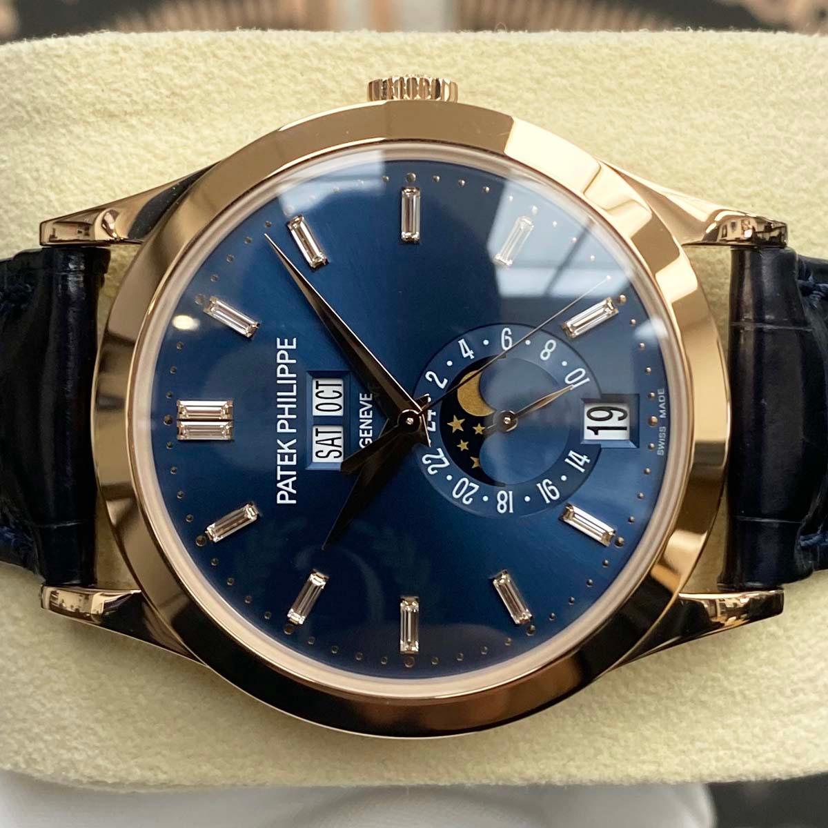 Patek Philippe Annual Calendar Complication 38mm 5396R-015 Blue Baguette Diamond Dial Dial - Gotham Trading