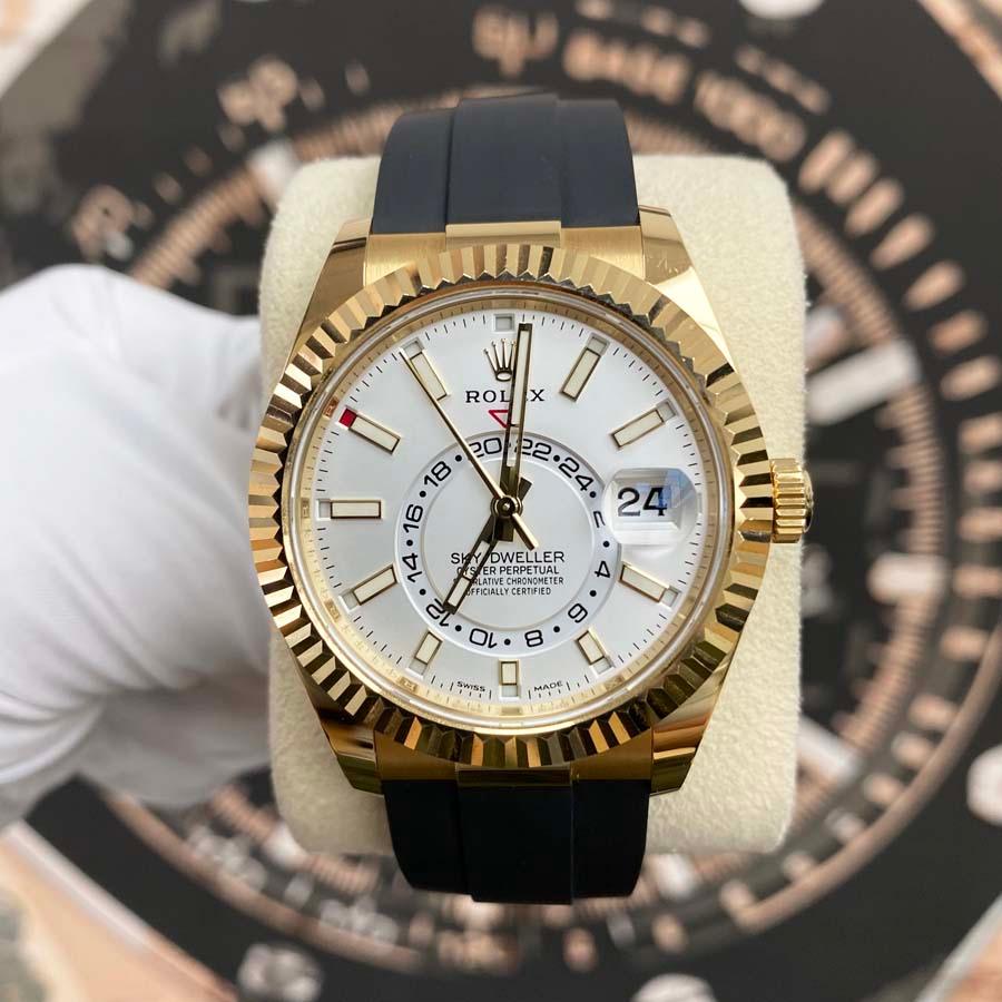 Rolex Sky-Dweller 42mm Oyster Flex 326238 White Dial Pre-Owned - Gotham Trading