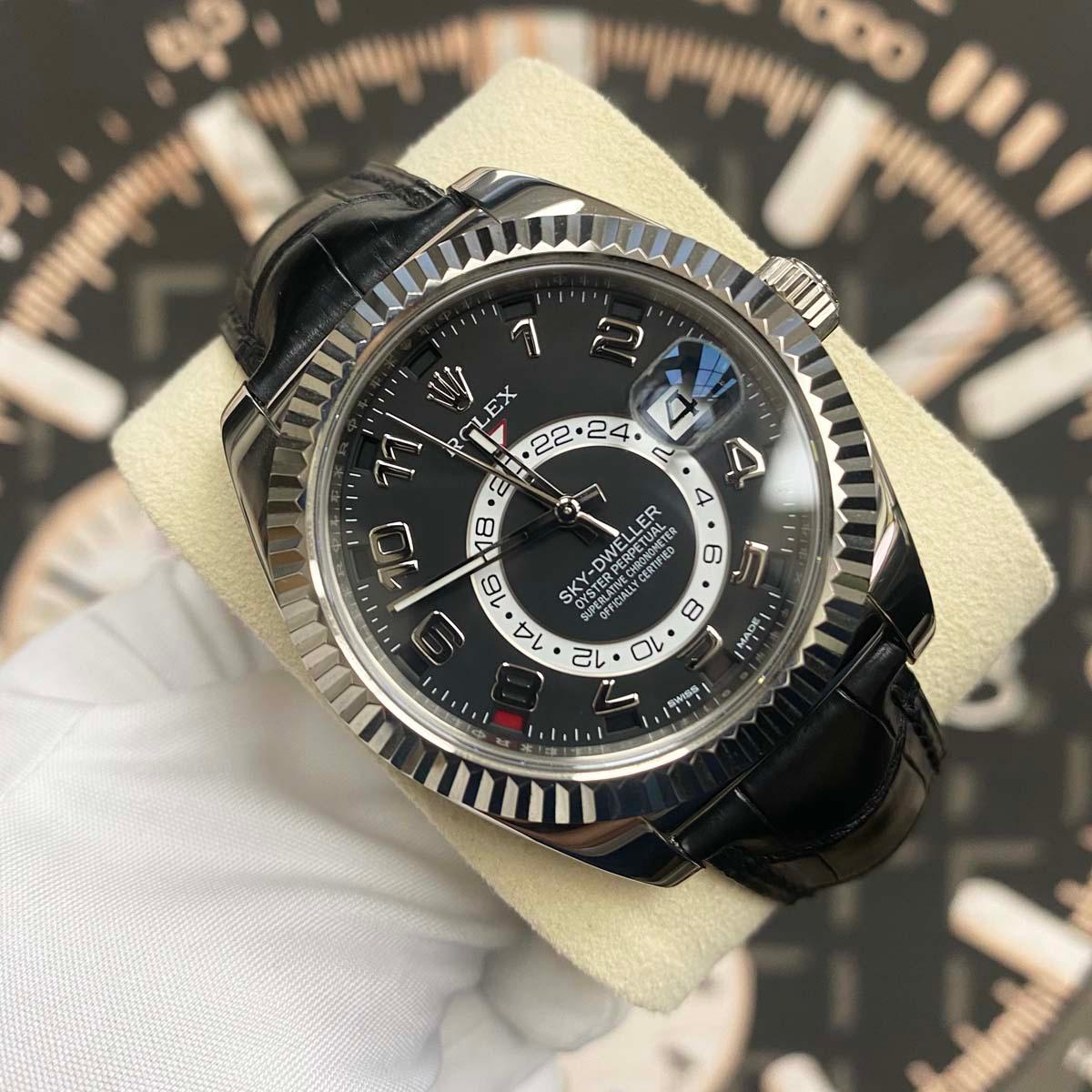 Rolex Sky-Dweller Black Dial Fluted Bezel 42mm 326139 Pre-Owned - Gotham Trading
