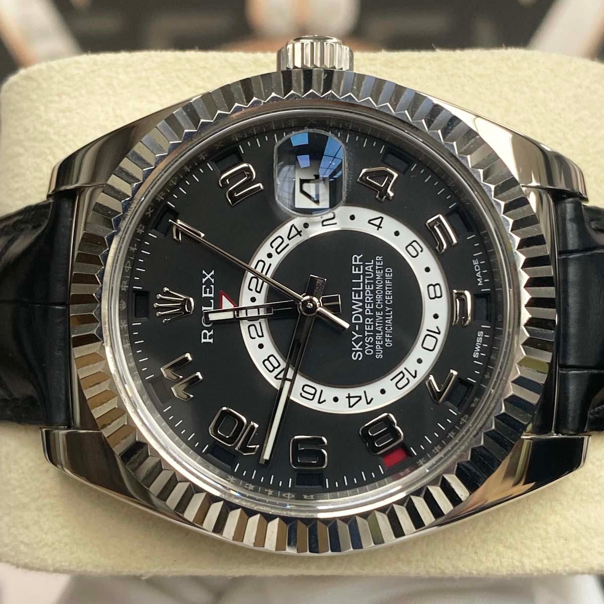 Rolex Sky-Dweller Black Dial Fluted Bezel 42mm 326139 Pre-Owned - Gotham Trading