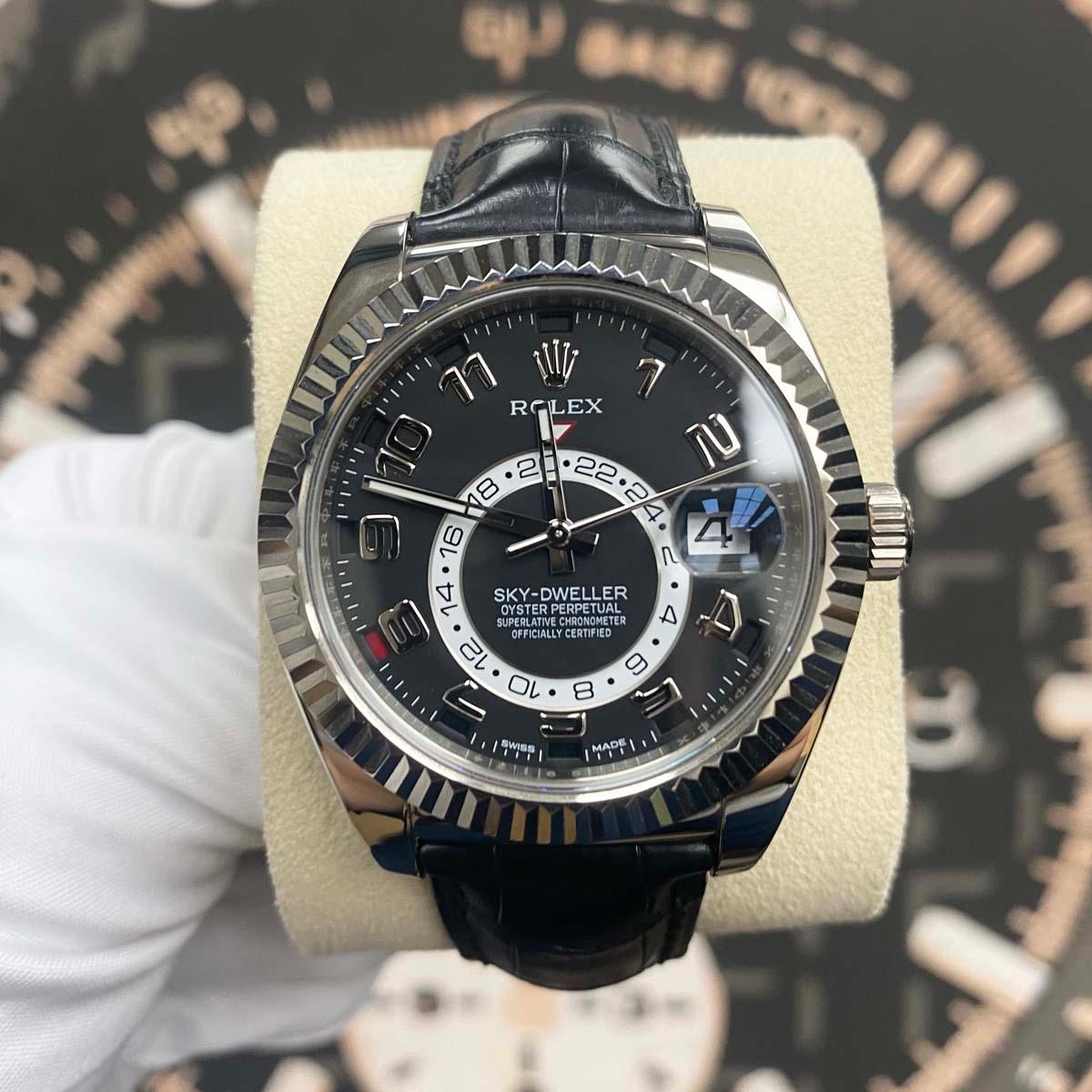 Rolex Sky-Dweller Black Dial Fluted Bezel 42mm 326139 Pre-Owned - Gotham Trading
