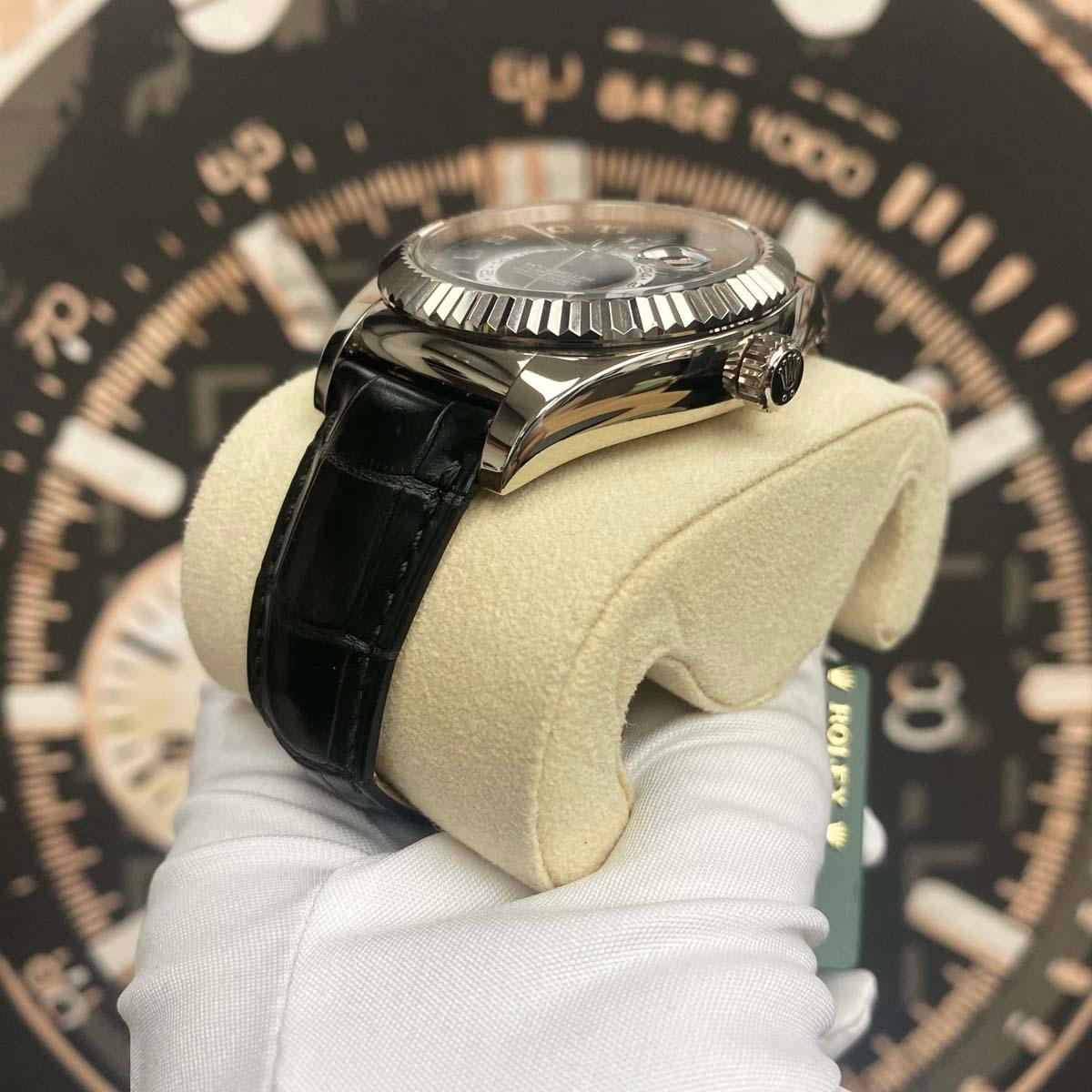 Rolex Sky-Dweller Black Dial Fluted Bezel 42mm 326139 Pre-Owned - Gotham Trading