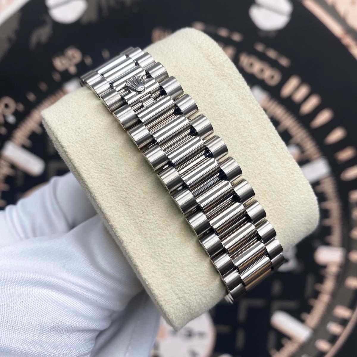 Rolex 2023 Day-Date 40mm Presidential 228349RBR Diamond Bezel Olive Green Dial - Gotham Trading