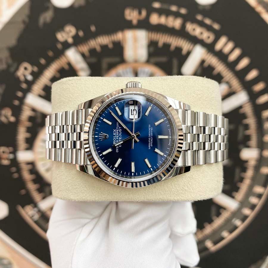 Rolex Datejust Bright Blue Dial Fluted Bezel 36mm 126234 - Gotham Trading