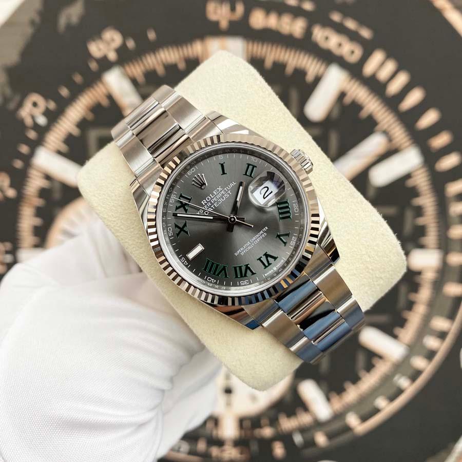 Rolex Datejust Wimbledon Slate Roman Numeral Dial Fluted Bezel 36mm 126234 - Gotham Trading