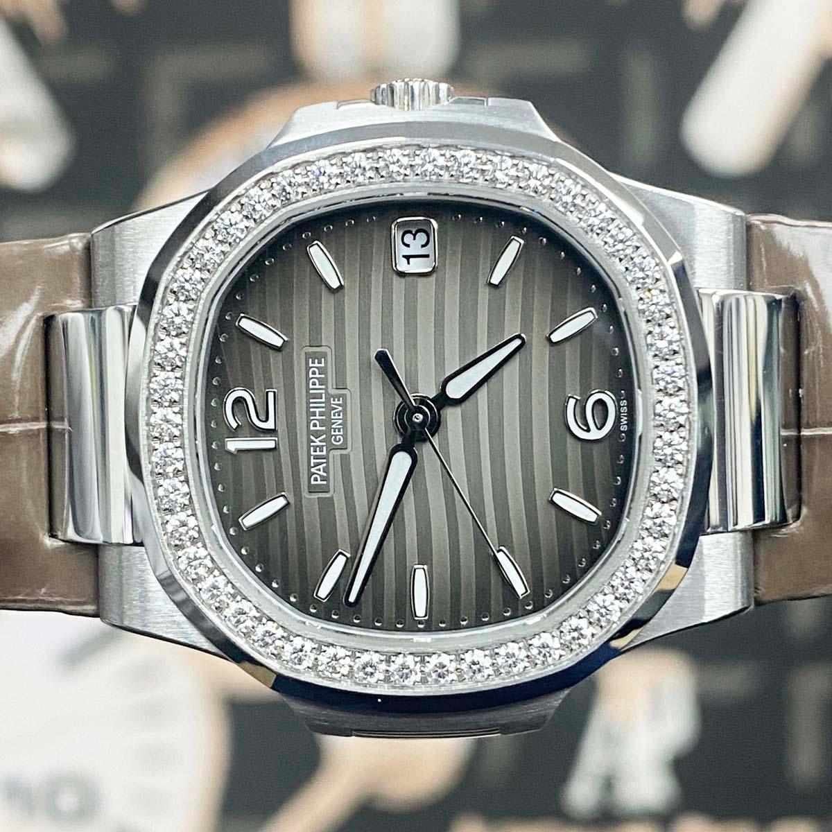 Patek Philippe Nautilus Quartz 32mm 7010G-012 Grey / Brown Dial Pre-Owned - Gotham Trading