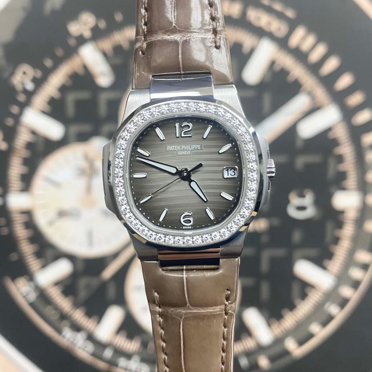 Patek Philippe Nautilus Quartz 32mm 7010G-012 Grey / Brown Dial Pre-Owned - Gotham Trading