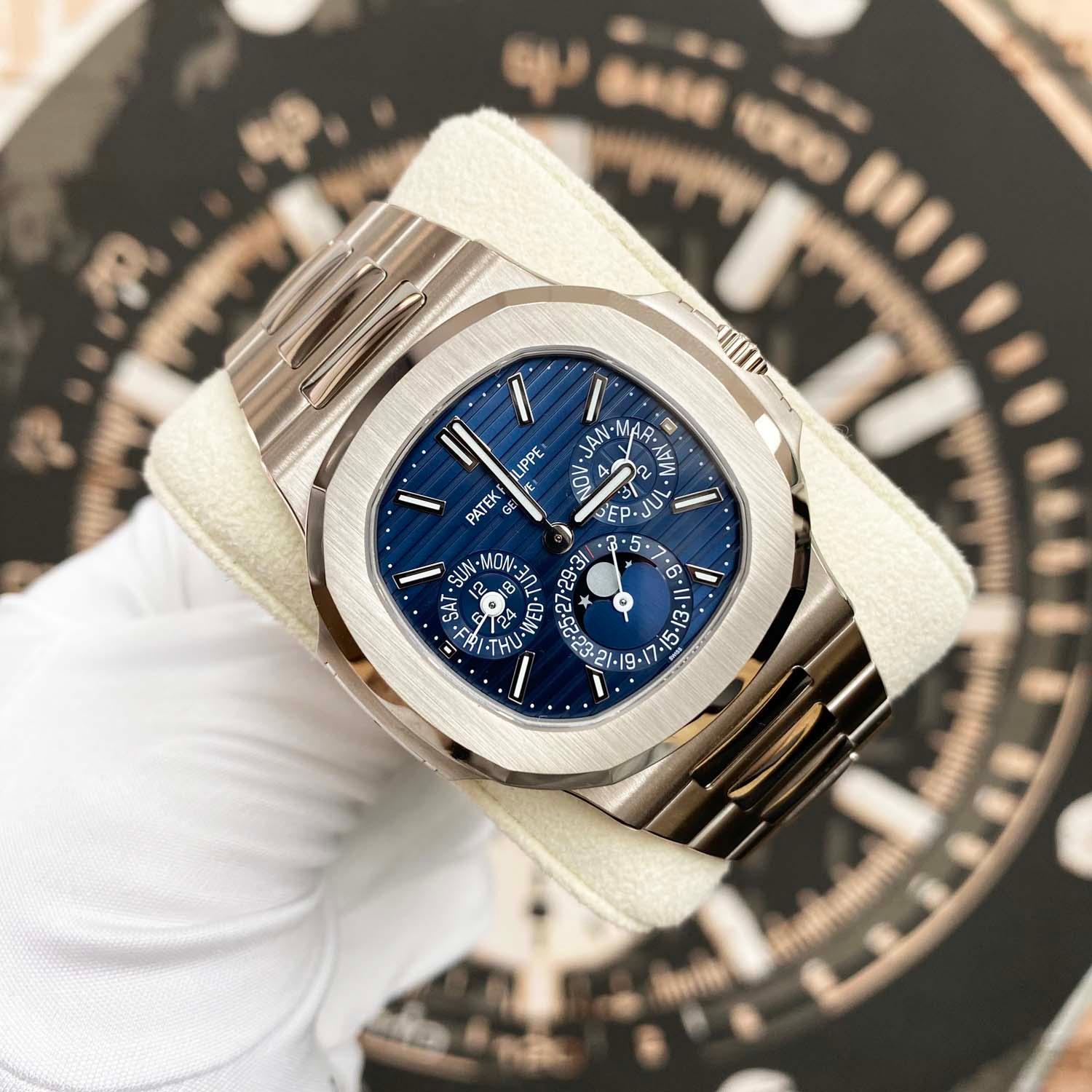 Patek Philippe Extra-Thin Nautilus Grand Complications Perpetual Calendar 40mm 5740/1G Blue Dial - Gotham Trading