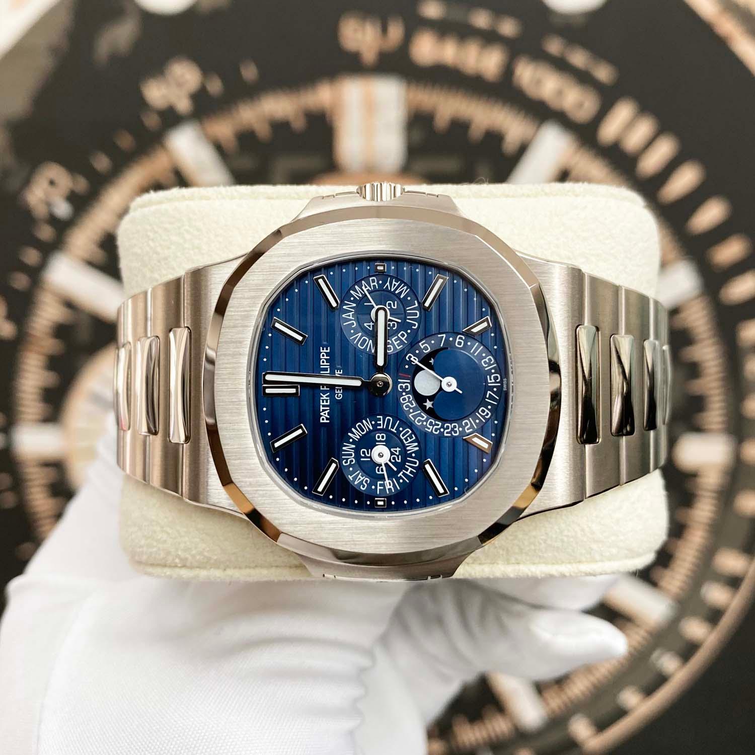 Patek Philippe Extra-Thin Nautilus Grand Complications Perpetual Calendar 40mm 5740/1G Blue Dial - Gotham Trading