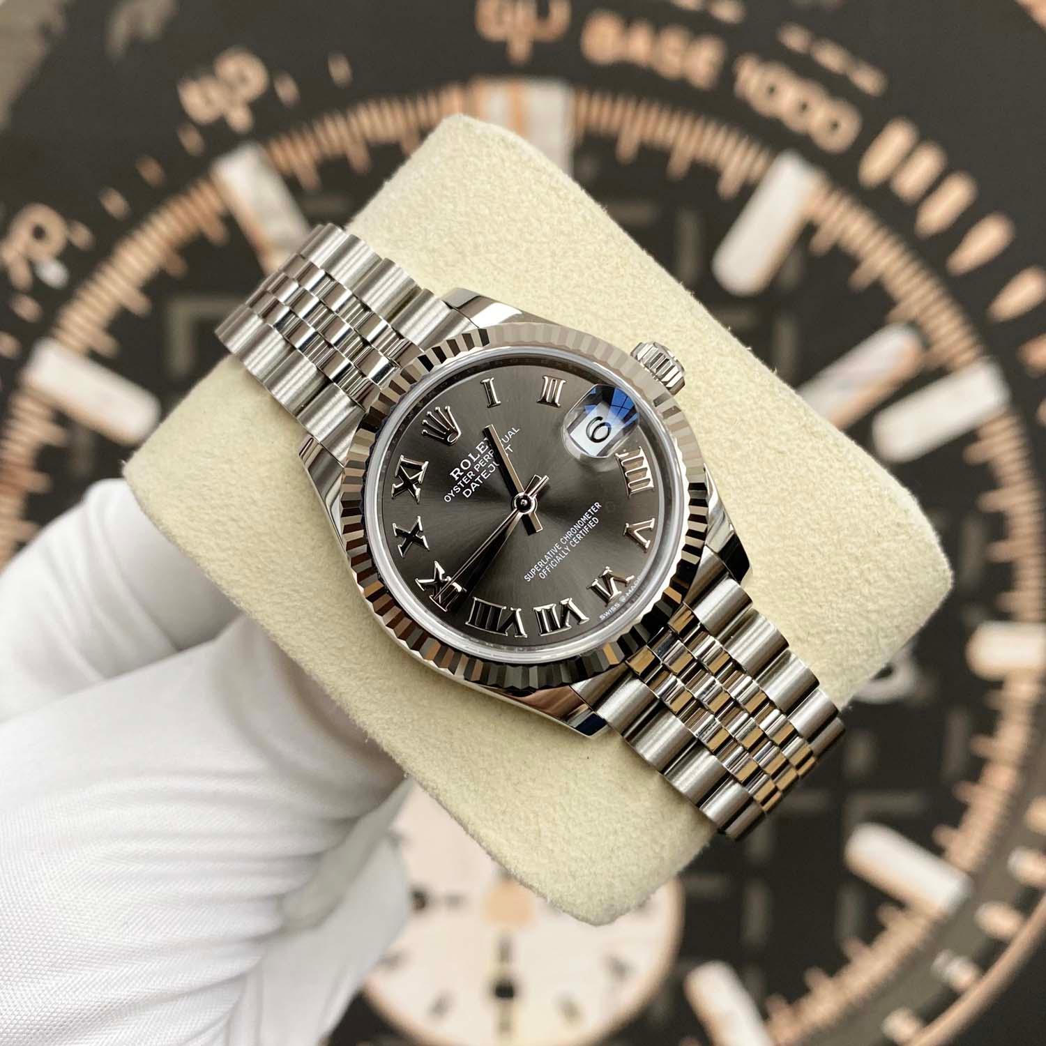Rolex Datejust Dark Grey Roman Numeral Dial Fluted Bezel 31mm 278274 - Gotham Trading