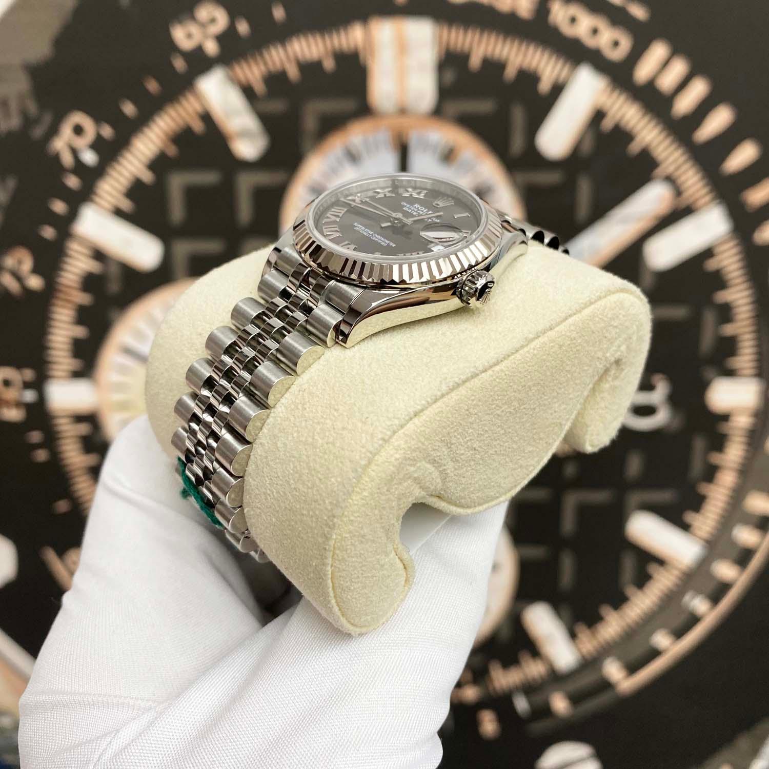 Rolex Datejust Dark Grey Roman Numeral Dial Fluted Bezel 31mm 278274 - Gotham Trading