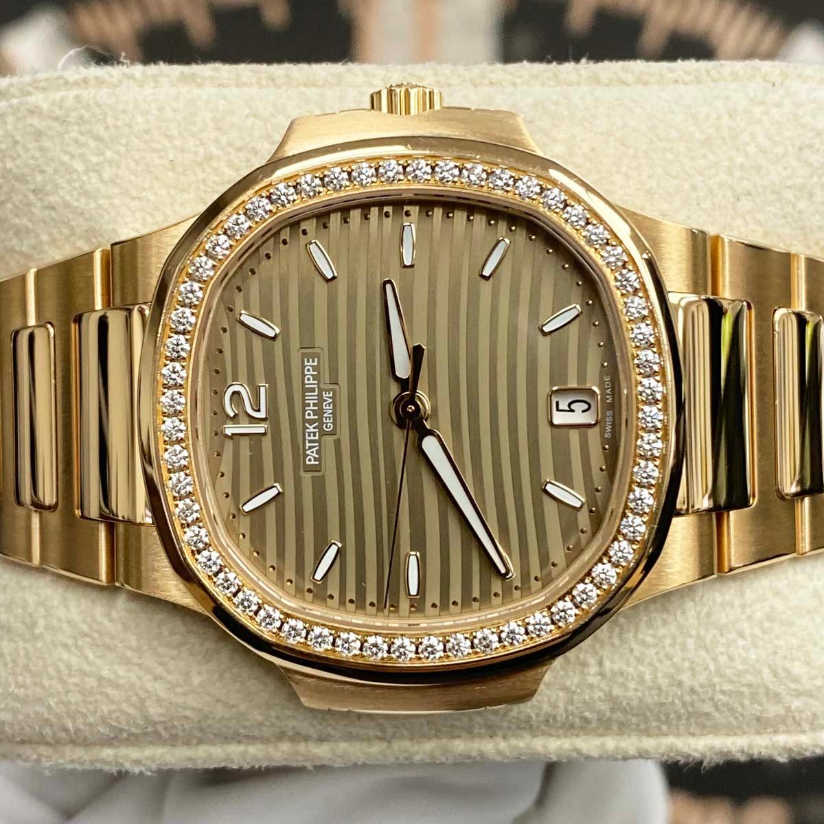 Patek Philippe Nautilus 35mm 7118/1200R-010 Golden Dial Mint Pre-Owned - Gotham Trading