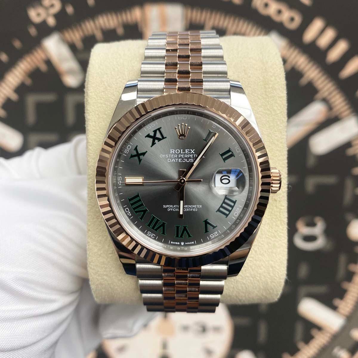 Rolex Datejust 41mm Slate Roman Numeral Dial Fluted Bezel 126331 - Gotham Trading