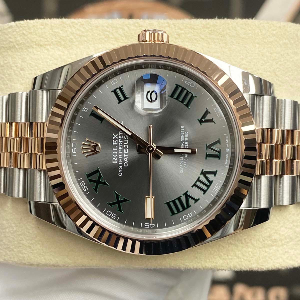 Rolex Datejust 41mm Slate Roman Numeral Dial Fluted Bezel 126331 - Gotham Trading