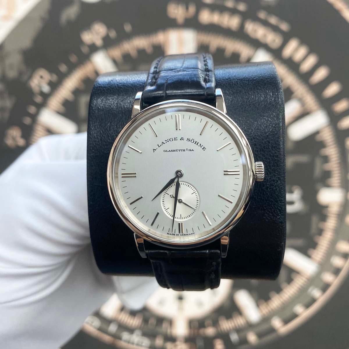 A. Lange & Sohne Saxonia 18kt White Gold 35mm Manual Wound Silver Dial 219.026 Pre-Owned - Gotham Trading