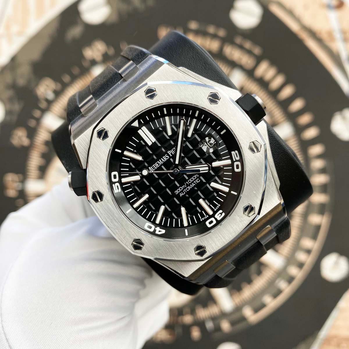 Audemars Piguet Royal Oak Offshore Diver Full Set 42mm 15710ST.OO.A002CA.01 Black Dial Pre-Owned - Gotham Trading