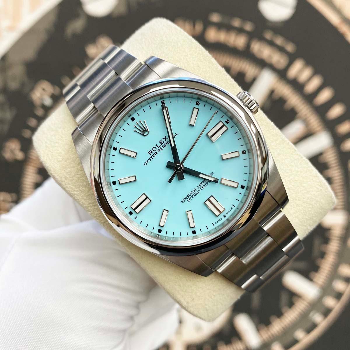 Rolex Oyster Perpetual "Tiffany" 41mm 124300 Blue Dial Pre-Owned - Gotham Trading