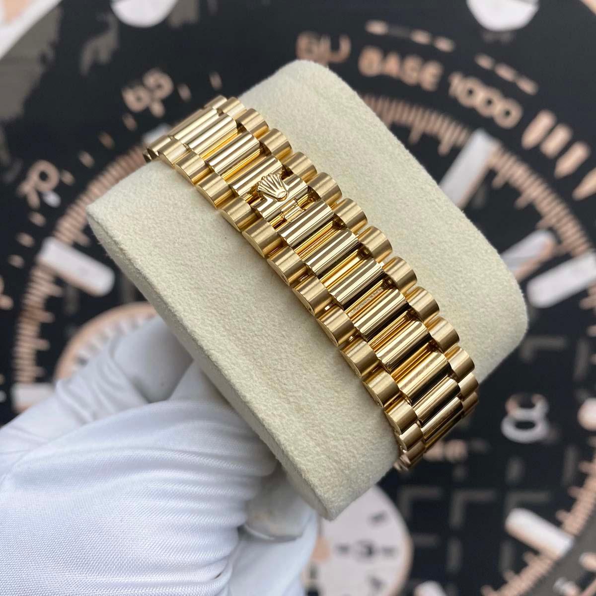 Rolex Day-Date Dark Grey Diamond Dial Diamond Bezel 36mm 128348RBR Pre-Owned - Gotham Trading