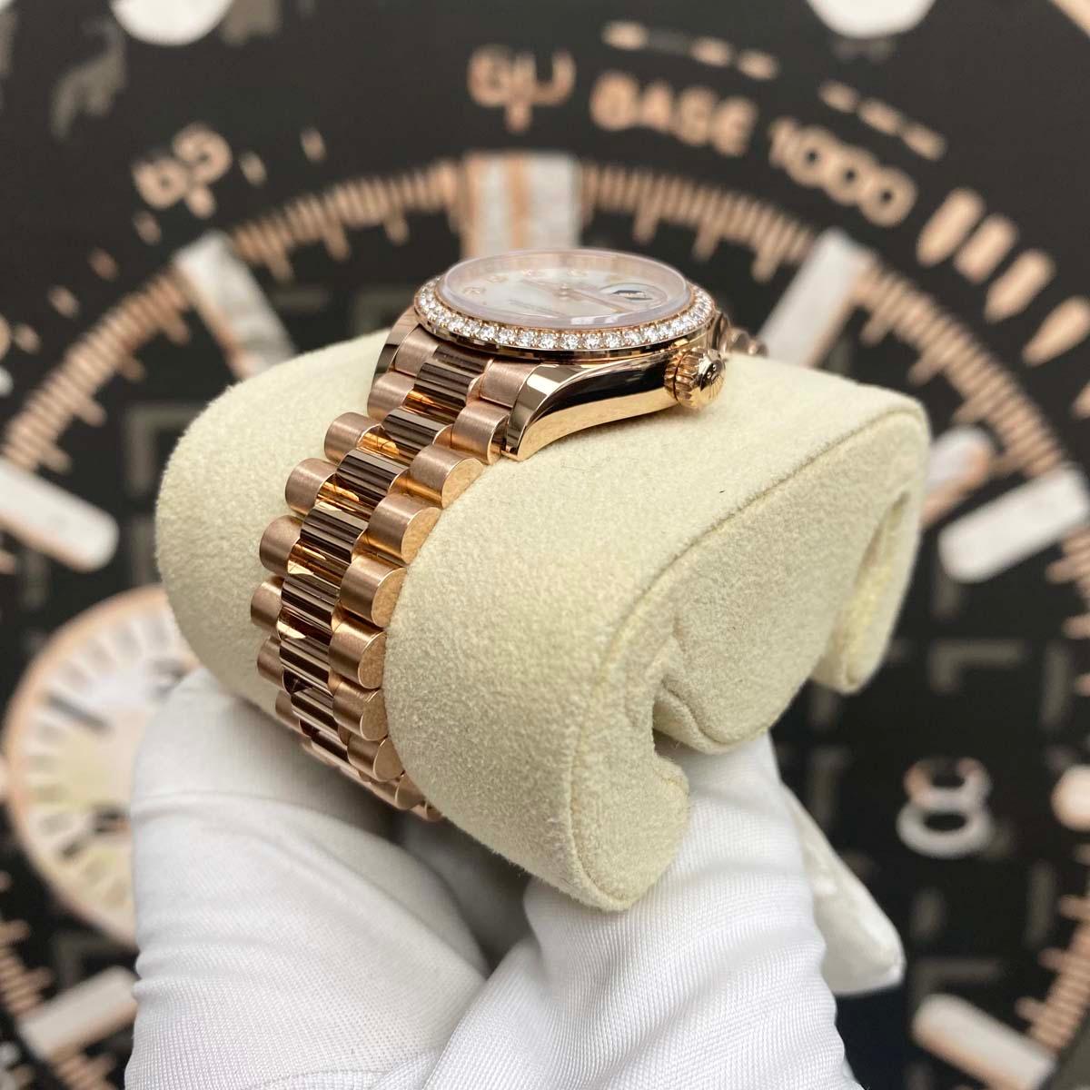 Rolex Lady-Datejust Mother Of Pearl Diamond Dial Diamond Bezel 28mm 279135RBR - Gotham Trading
