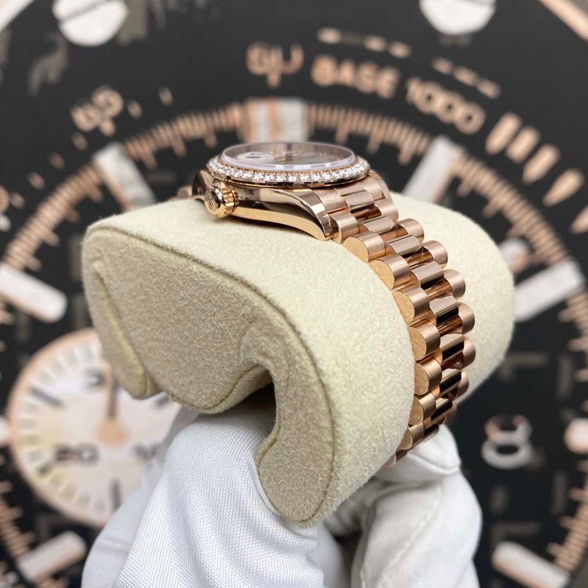 Rolex Lady-Datejust Mother Of Pearl Diamond Dial Diamond Bezel 28mm 279135RBR - Gotham Trading