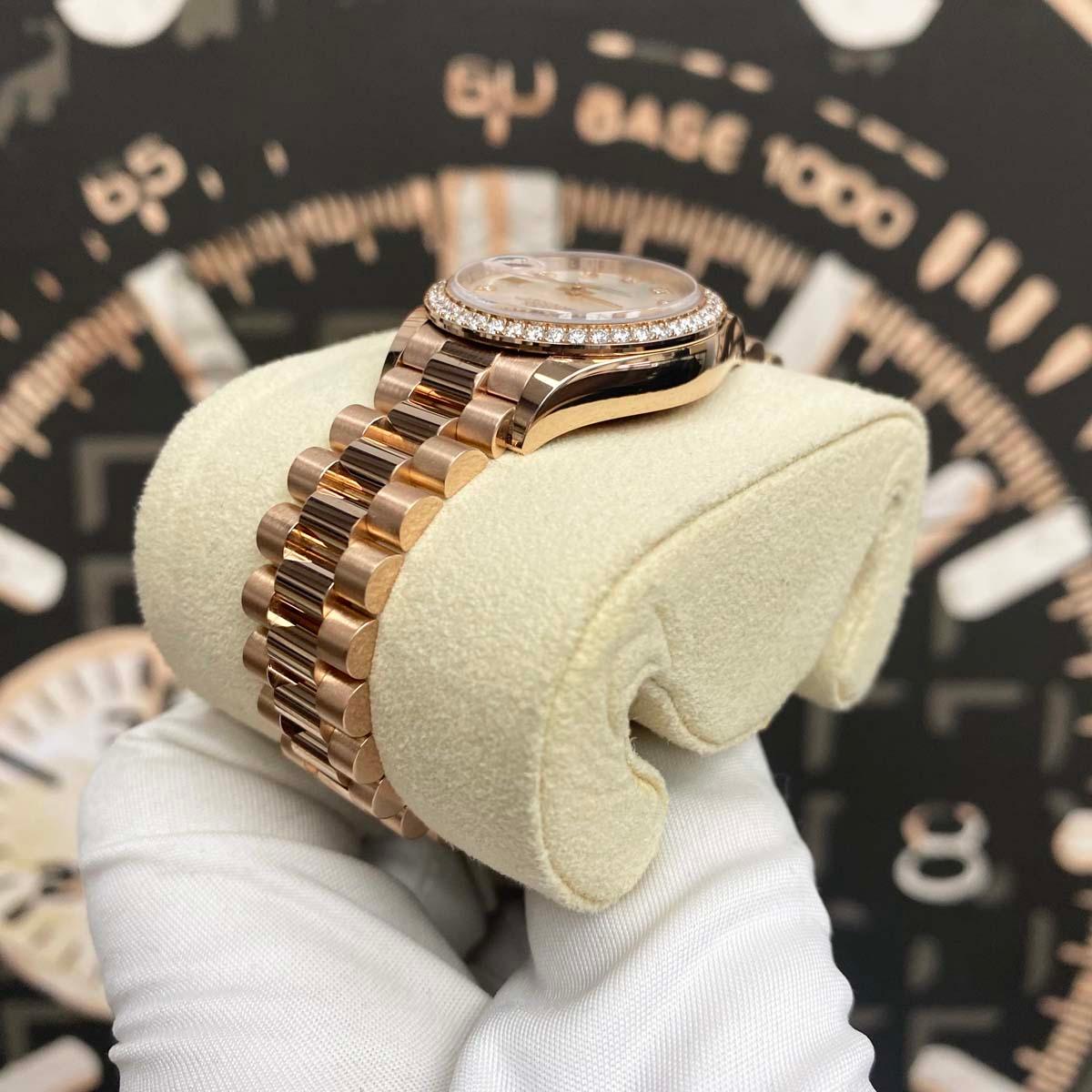 Rolex Lady-Datejust Mother Of Pearl Diamond Dial Diamond Bezel 28mm 279135RBR - Gotham Trading
