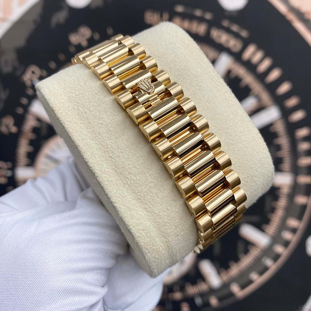 Rolex Day-Date Green Ombre Diamond Dial Diamond Bezel 36mm 128348RBR Pre-Owned - Gotham Trading
