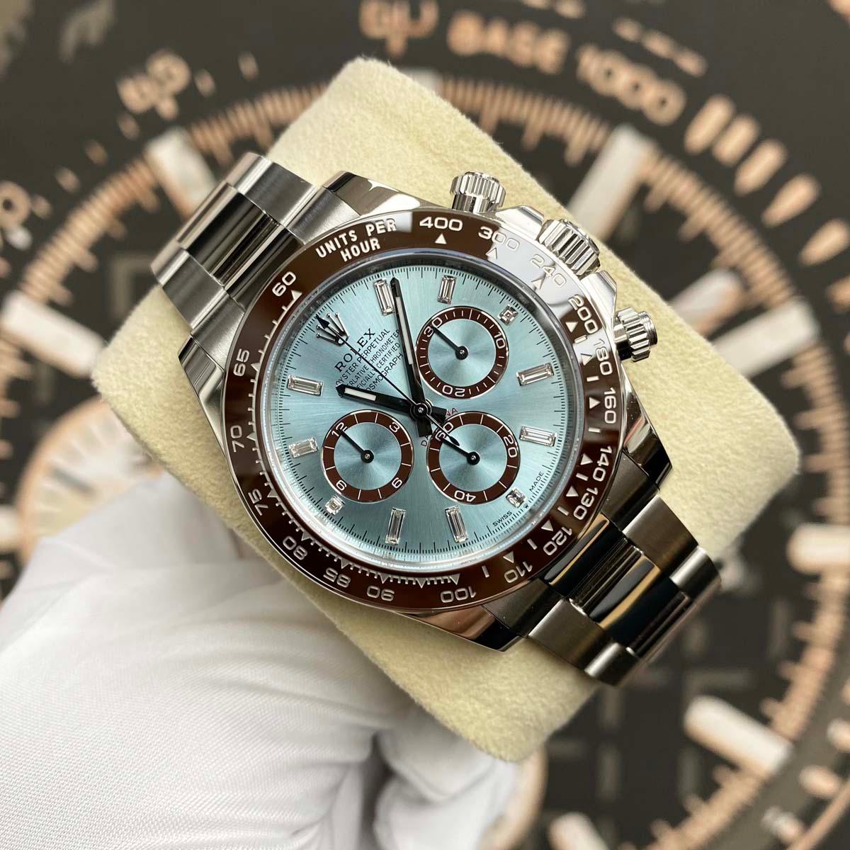 Rolex Daytona 126506 Skeletonized Case-back 40mm Ice Blue Baguette Diamond Dial - Gotham Trading