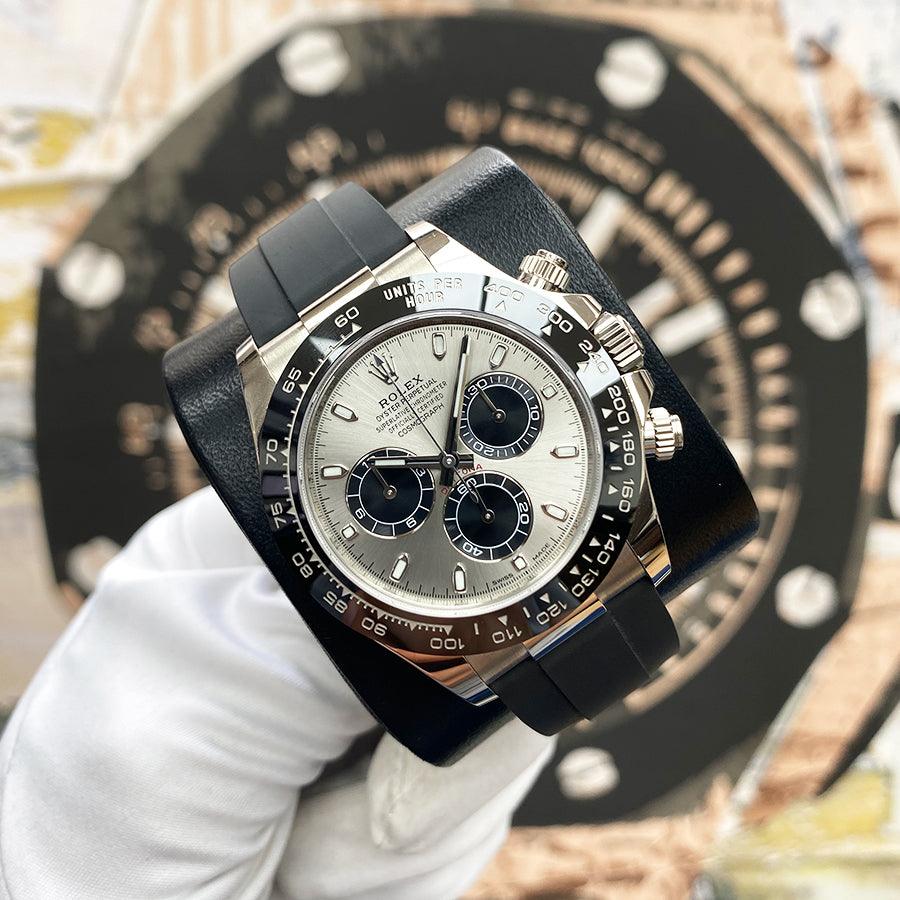 Rolex Daytona 40mm Oyster Flex 116519LN White Gold Steel Black Dial - Gotham Trading