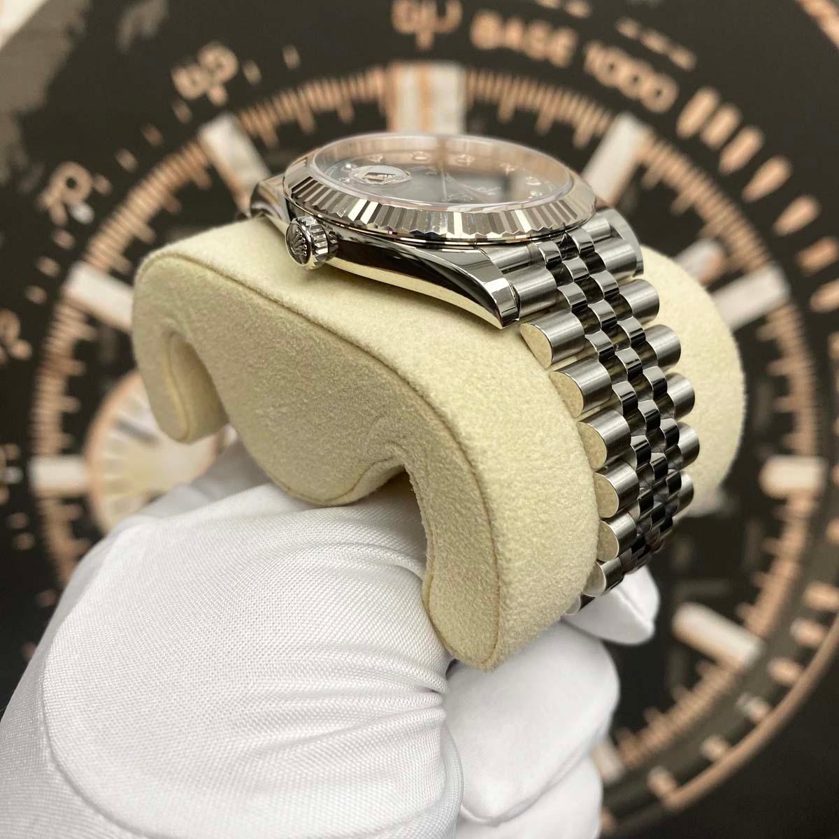 Rolex Datejust 41mm Slate Diamond Dial Fluted Bezel 126334 Excellent Condition Pre-Owned - Gotham Trading