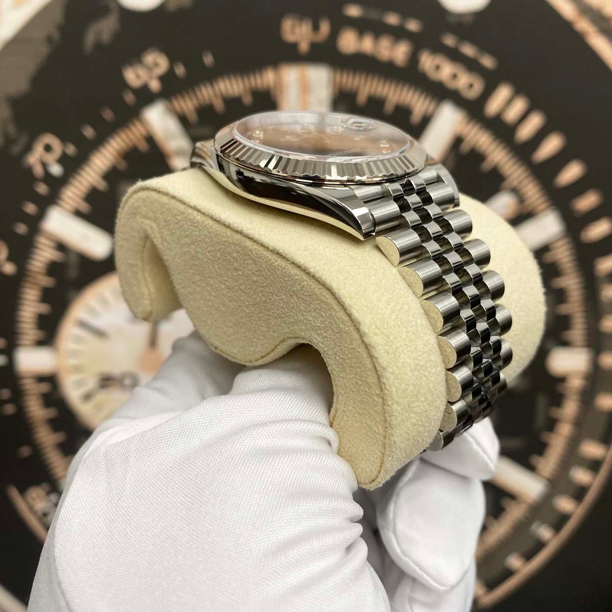 Rolex Datejust 41mm Slate Diamond Dial Fluted Bezel 126334 Excellent Condition Pre-Owned - Gotham Trading