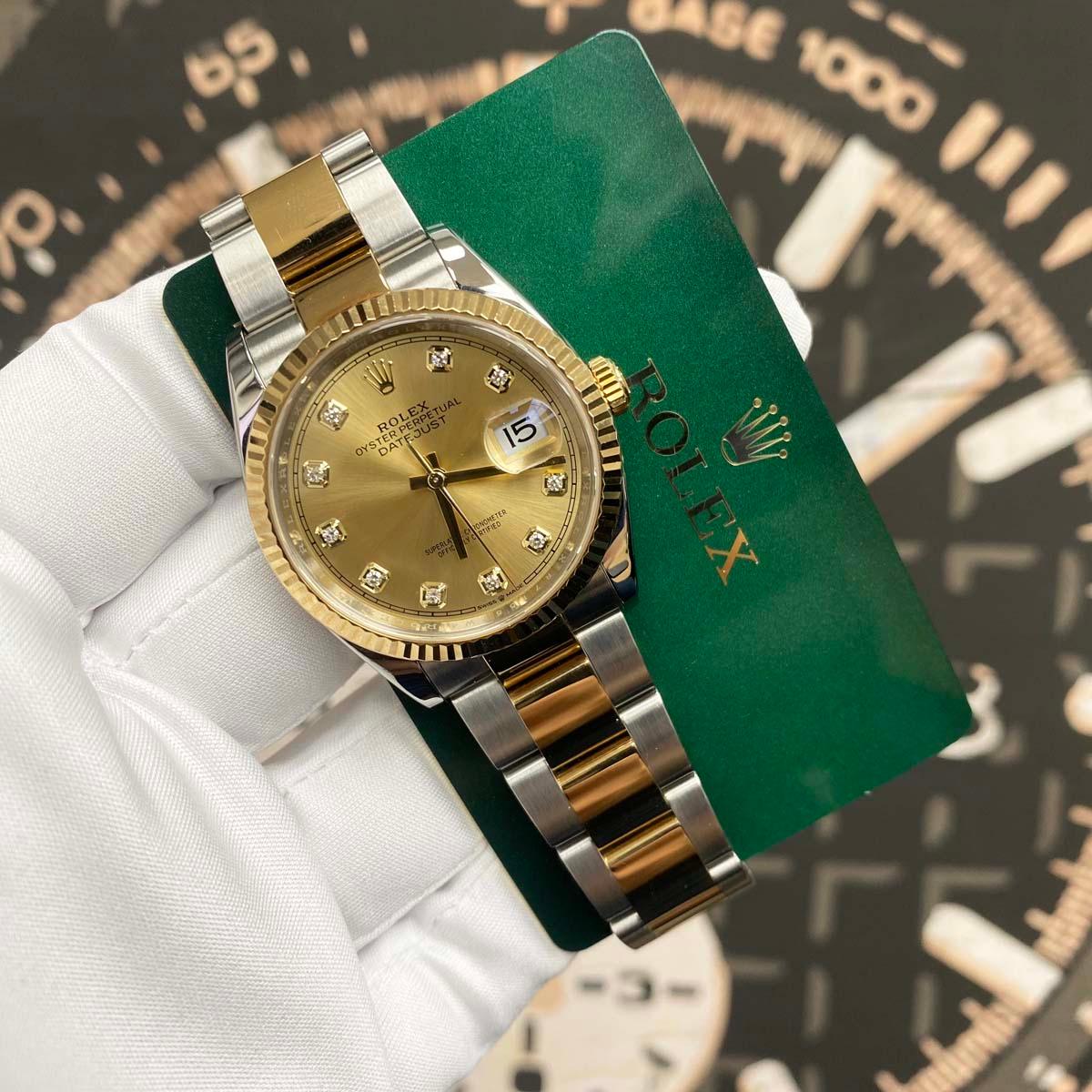 Rolex Datejust Champagne Diamond Dial Fluted Bezel 36mm 126233 Mint Condition Pre-Owned - Gotham Trading