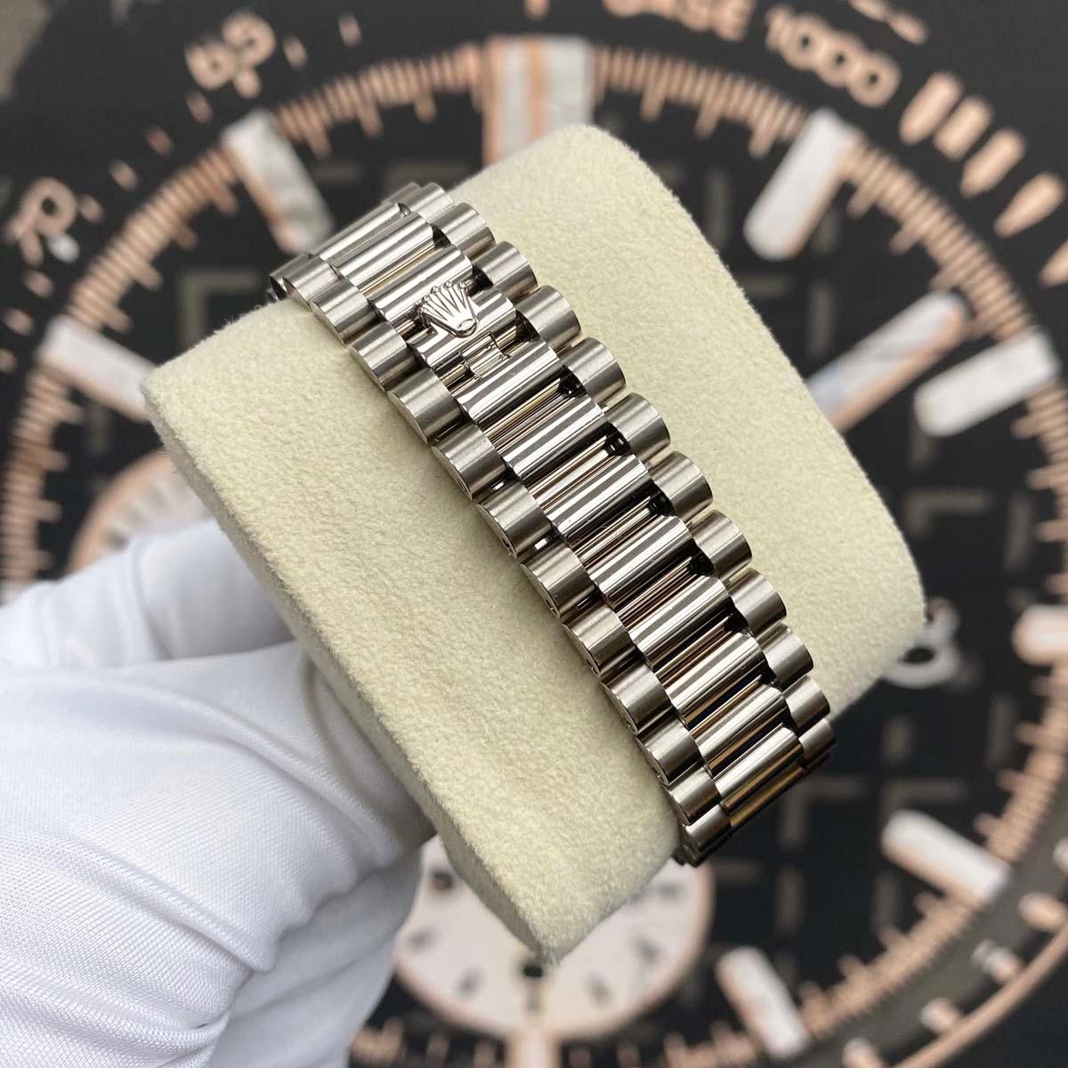 Rolex Day-Date 36mm Custom Mother Of Pearl Diamond Dial Fluted Bezel 128239 Pre-Owned - Gotham Trading