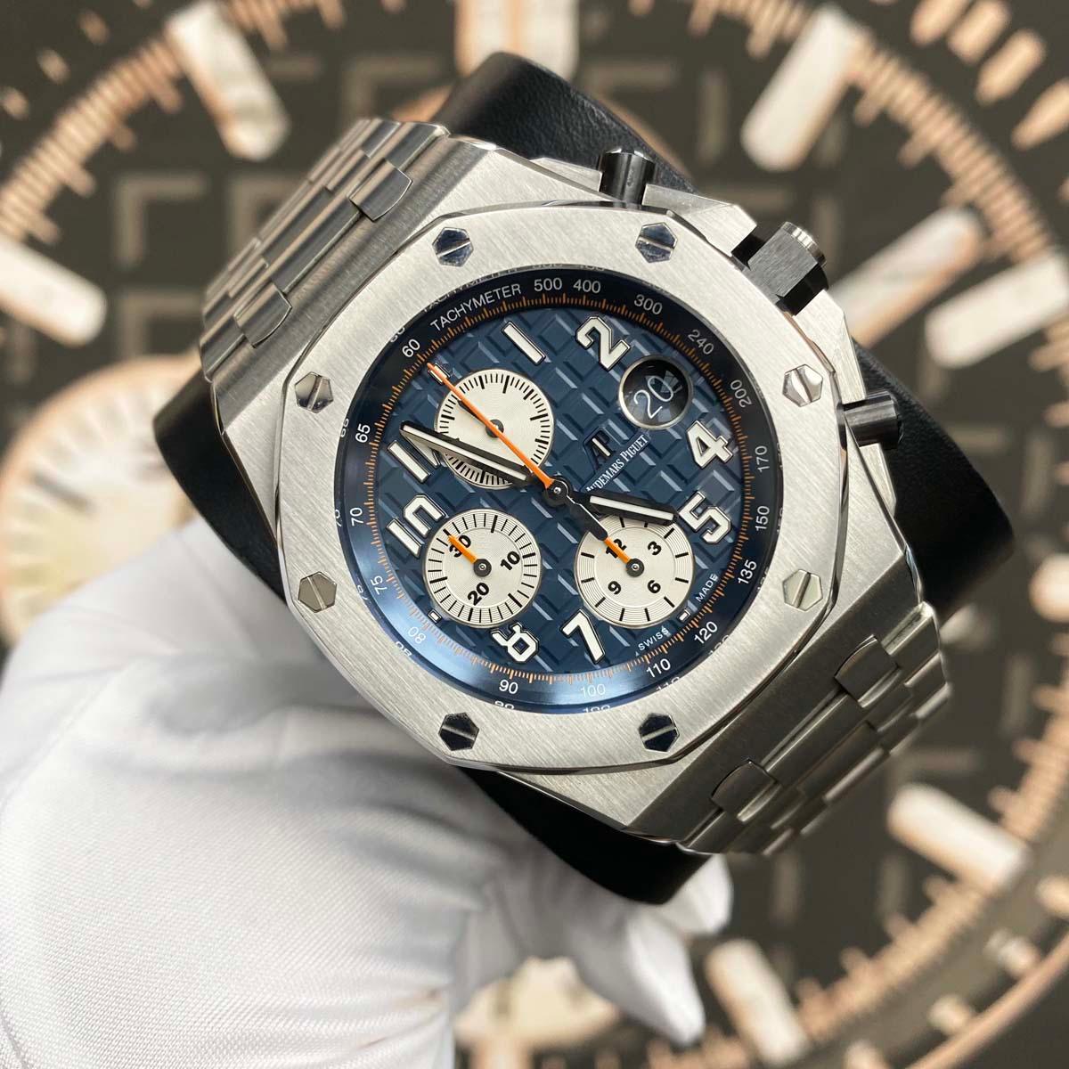 Audemars Piguet Royal Oak Offshore Chronograph 42mm 26470ST Steel Bracelet Blue Dial Pre-Owned - Gotham Trading