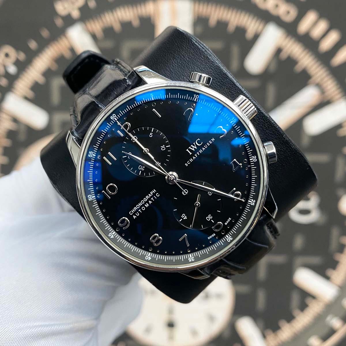 IWC Portuguese Chronograph Black Dial 41mm IW371447 Pre-Owned - Gotham Trading