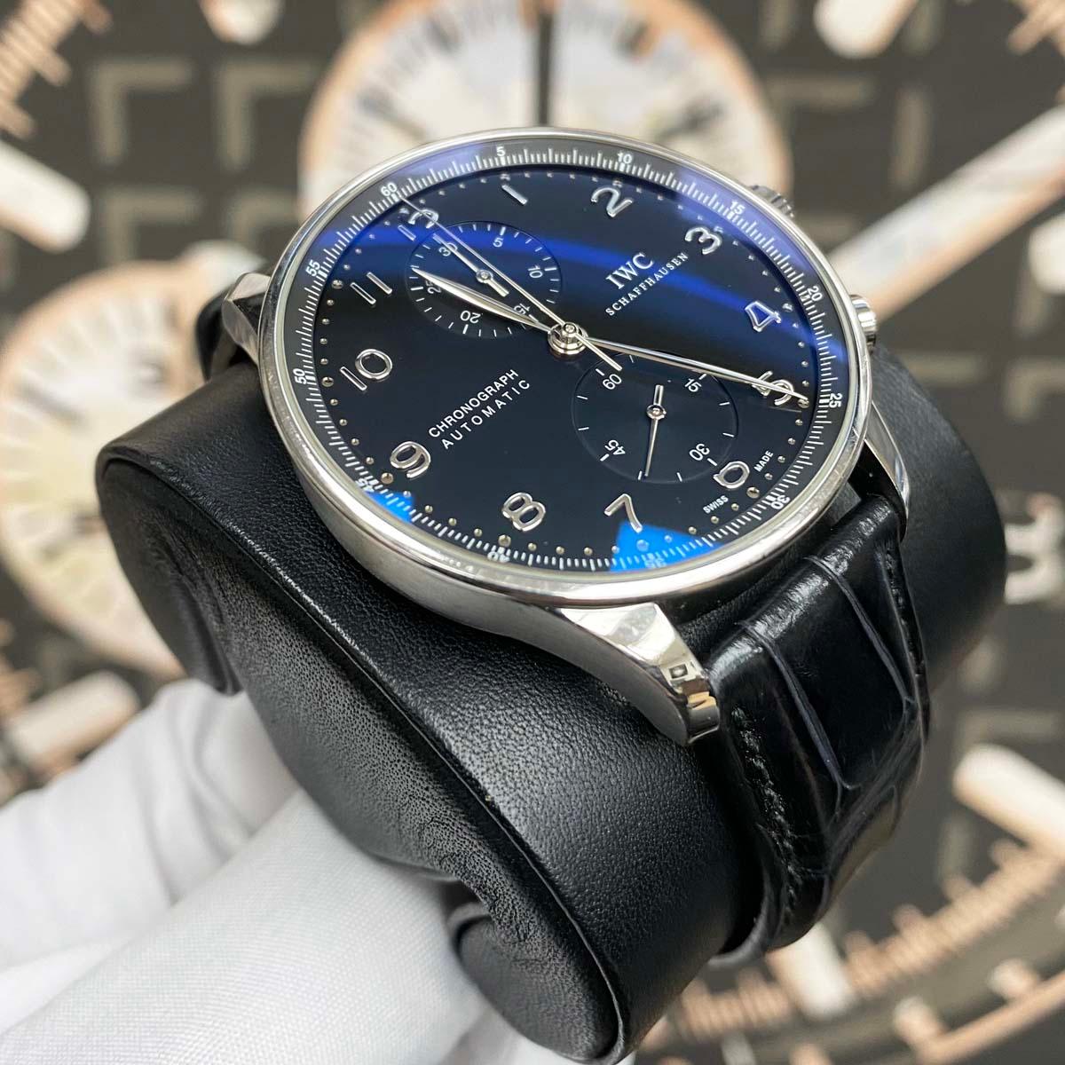 IWC Portuguese Chronograph Black Dial 41mm IW371447 Pre-Owned - Gotham Trading