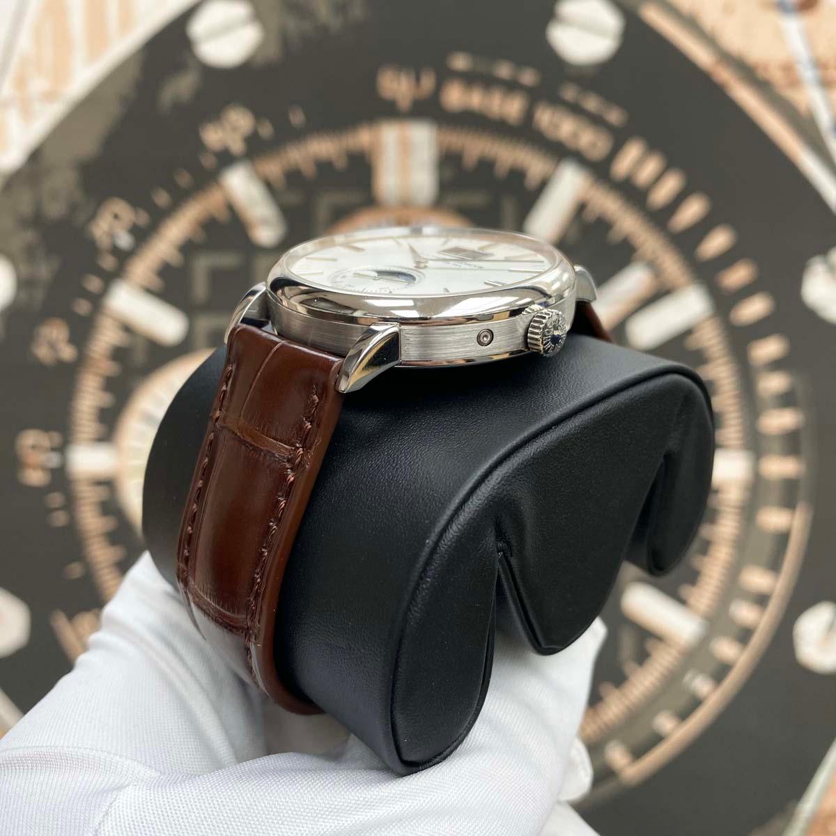 A. Lange & Sohne Saxonia 18kt White Gold Moon Phase Automatic Silver Dial Pre-Owned - Gotham Trading