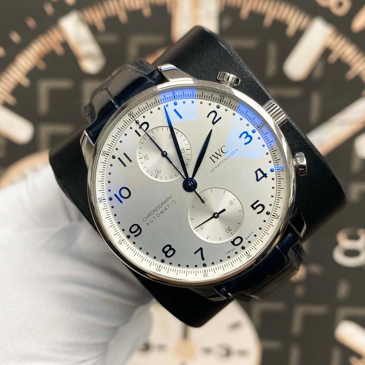 IWC 2023 Portuguese Chronograph Silver Dial 41mm IW371605 Pre-Owned - Gotham Trading