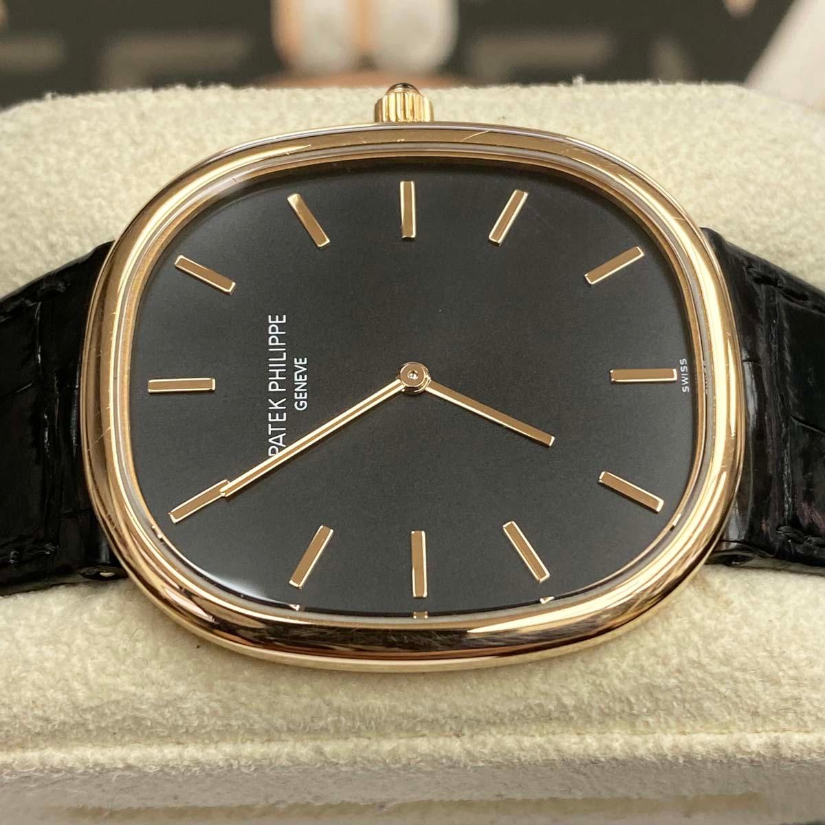 Patek Philippe 50th Anniversary Extra-Thin Golden Ellipse 34mm 5738R Black Dial Pre-Owned - Gotham Trading
