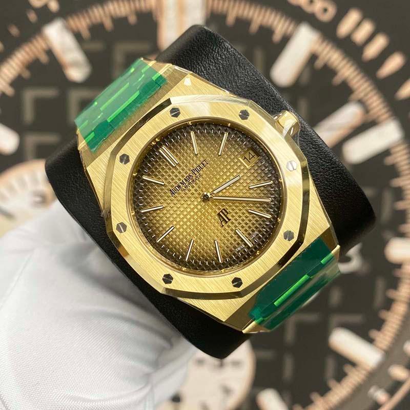 Audemars Piguet Royal Oak "Jumbo" Extra-Thin 39mm 16202BA.OO.1240BA.02 Smoked Yellow Dial - Gotham Trading