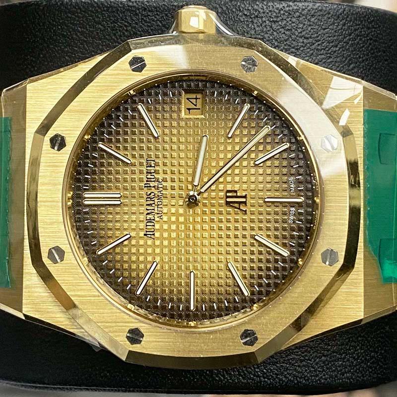 Audemars Piguet Royal Oak "Jumbo" Extra-Thin 39mm 16202BA.OO.1240BA.02 Smoked Yellow Dial - Gotham Trading