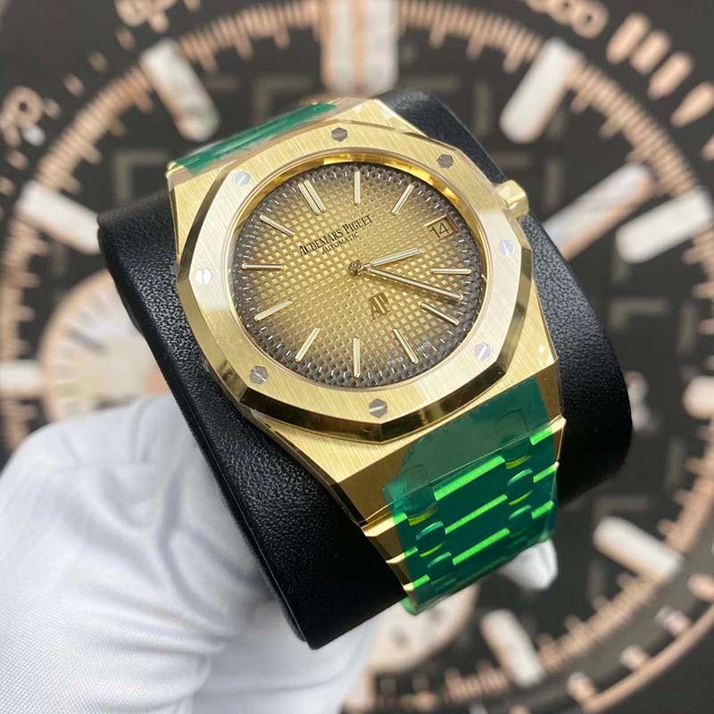 Audemars Piguet Royal Oak "Jumbo" Extra-Thin 39mm 16202BA.OO.1240BA.02 Smoked Yellow Dial - Gotham Trading