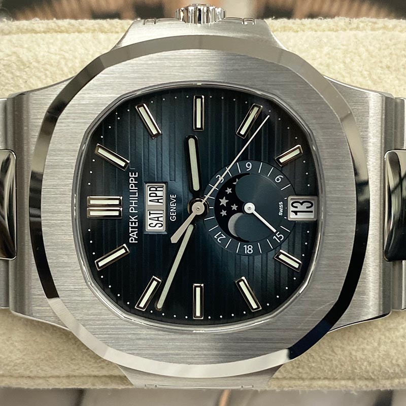 Patek Philippe Nautilus Annual Calendar Moon Phase 40mm 5726-1A-014 Blue Dial - Gotham Trading