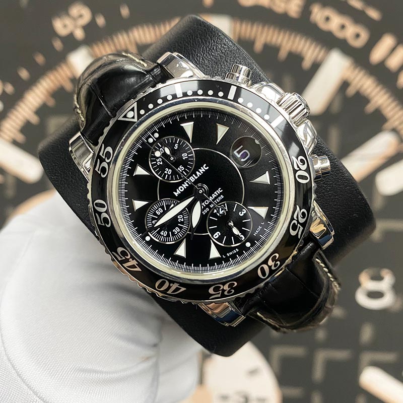 Montblanc Meisterstuck Sport Chronograph 7034 41mm Steel Black Dial Pre-Owned - Gotham Trading