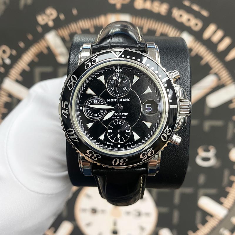 Montblanc Meisterstuck Sport Chronograph 7034 41mm Steel Black Dial Pre-Owned - Gotham Trading